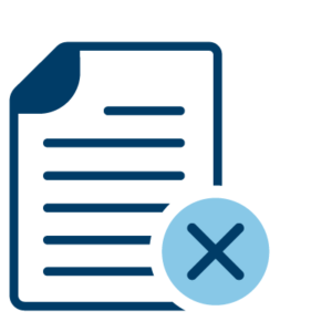 shadowbox-eliminate-paper-icon Icon of a paper form with an X representing digital conversion of paper-based healthcare processes