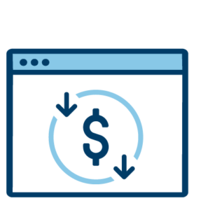 shadowbox-it-spend-icon Browser window icon with dollar sign representing reduced IT integration costs with no-code setup